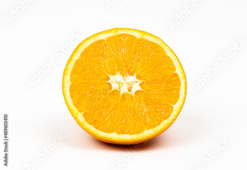 Orange isolated cut in half on white background