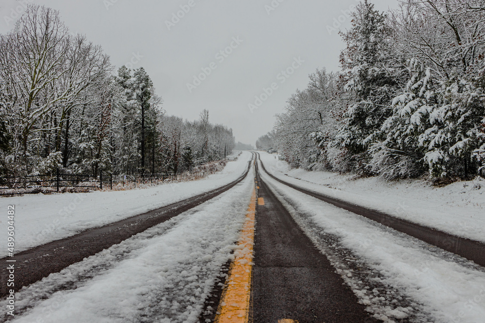 winter road in the snow