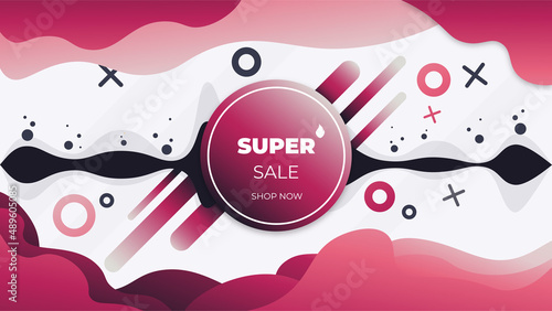 Web red banner with text for business and shop sale, super sale