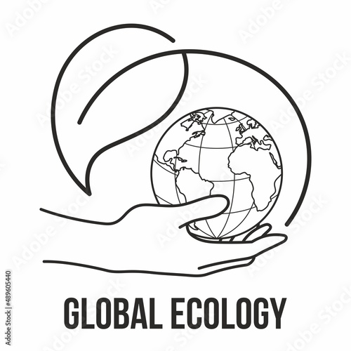 Global Ecology icon. World environmental saving and ecology friendly concept.