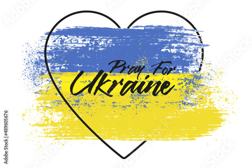 Pray for Ukraine, Ukraine flag praying concept vector illustration. Pray For Ukraine peace. Save Ukraine from russia.