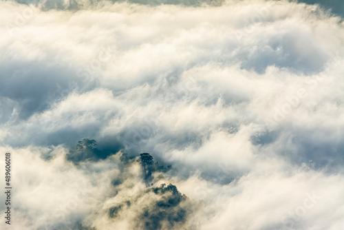 Fototapeta Naklejka Na Ścianę i Meble -  Betong, Yala, Thailand  2020: Talay Mok Aiyoeweng skywalk fog viewpoint there are tourist visited sea of mist in the morning