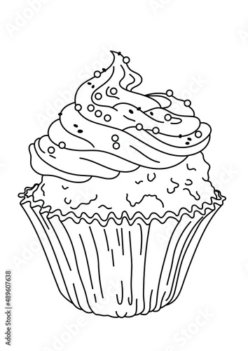 Coloring book for children. Sweets. Coloring book with dessert. Cake coloring book.
