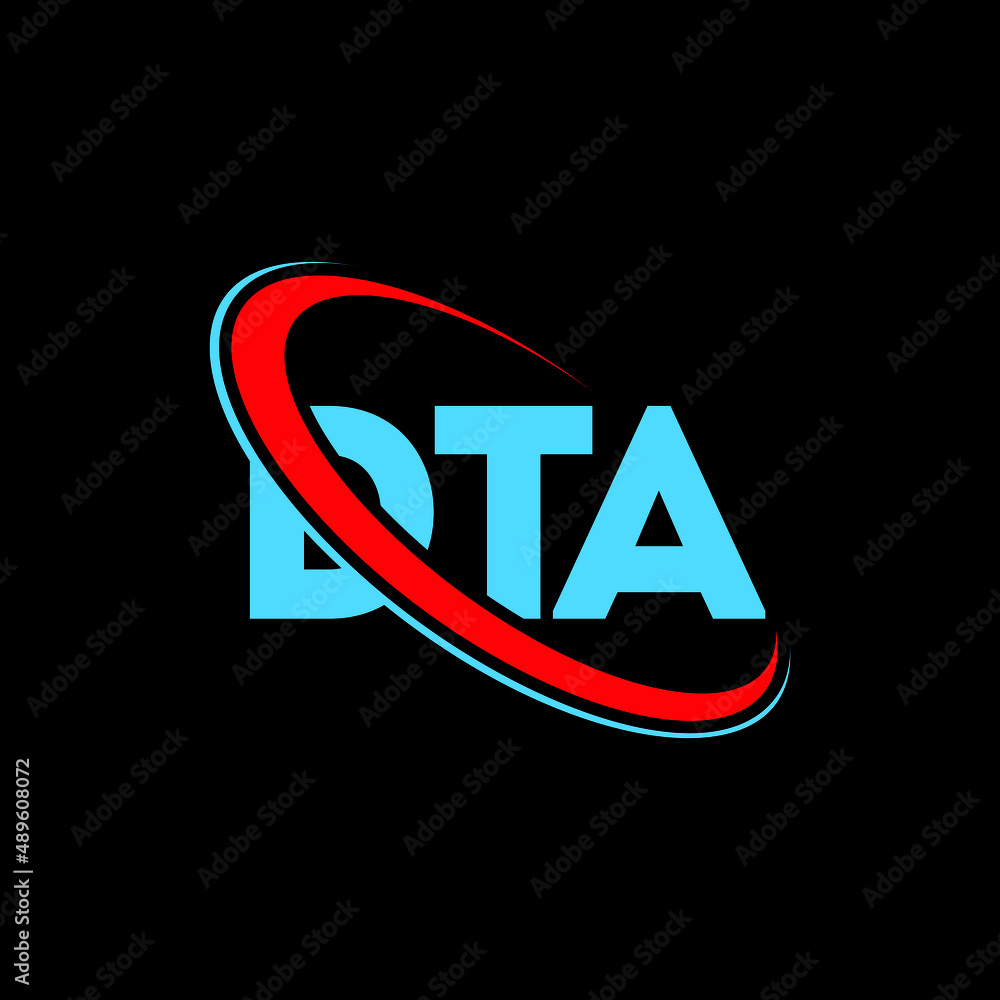 DTA logo. DTA letter. DTA letter logo design. Initials DTA logo linked