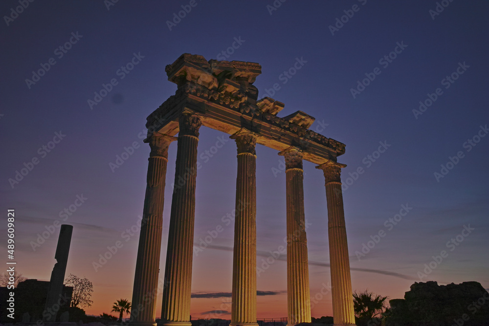 temple of apollo at night