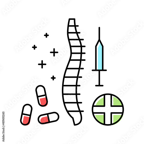 treatment scoliosis color icon vector illustration