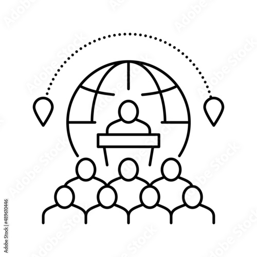 congress tourism line icon vector illustration