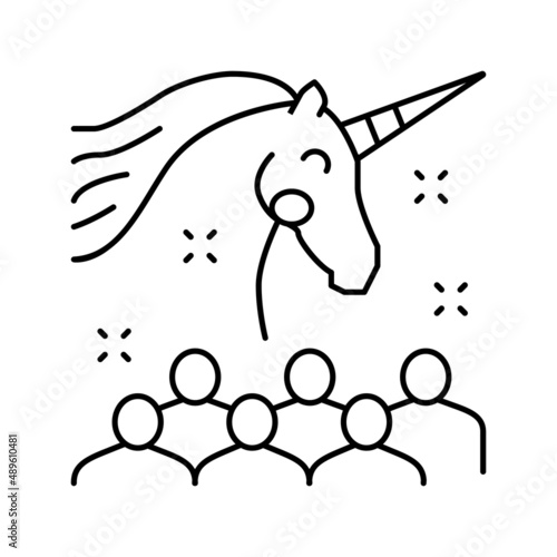 unicorn kids party line icon vector illustration