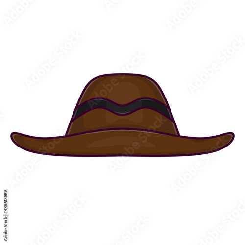 Brown riding cowboy hat with flat style, for logo, icon and illustration.