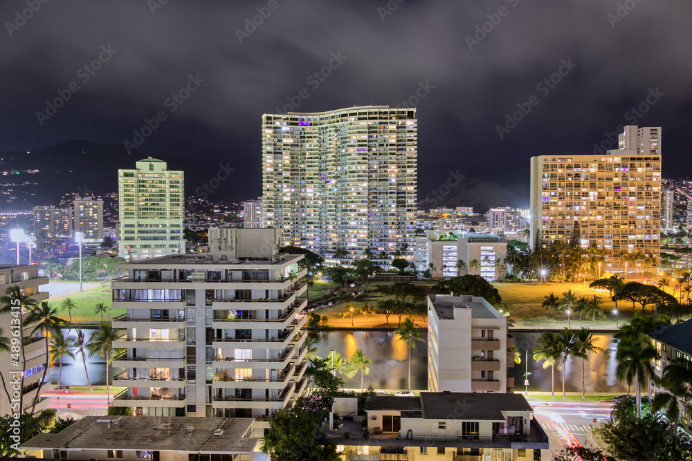 Honolulu's Waikiki in the Evening