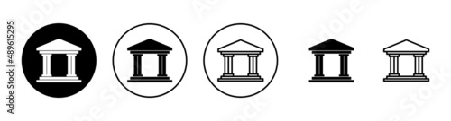 Bank icons set. Bank sign and symbol, museum, university