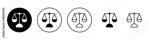 Scales icons set. Law scale icon. Justice sign and symbol
