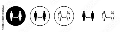 Social distancings set. social distance sign and symbol. self quarantine sign