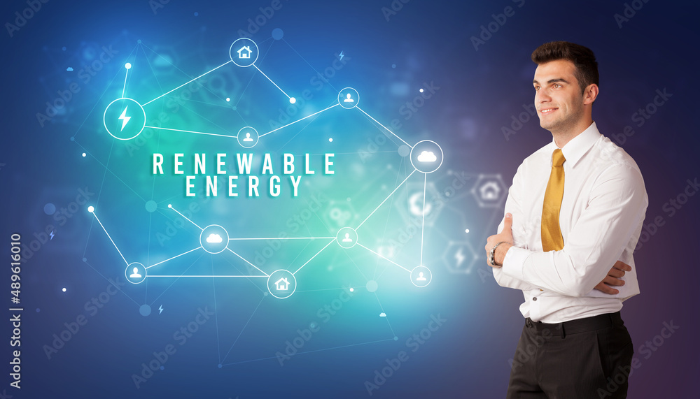 Businessman thinking about technology concept Businessman thinking about technology concept