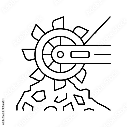 excavator mining machine line icon vector illustration