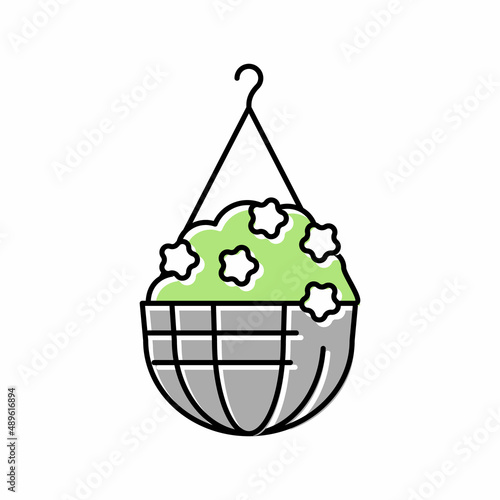 hanging potting house plant color icon vector illustration