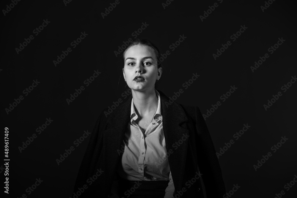 Caucasian woman portrait in black and white Caucasian woman portrait in black and white