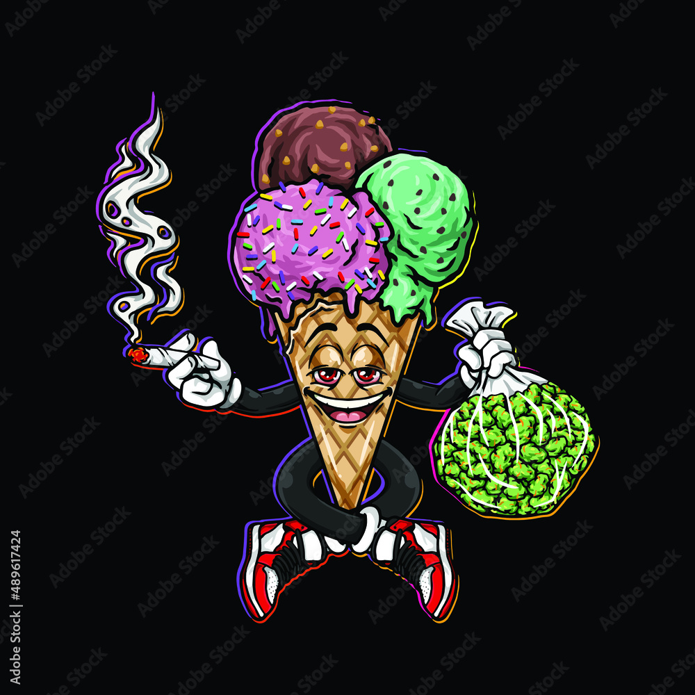 gelato ice cream smoking joint and hold nug from weed cannabis bud