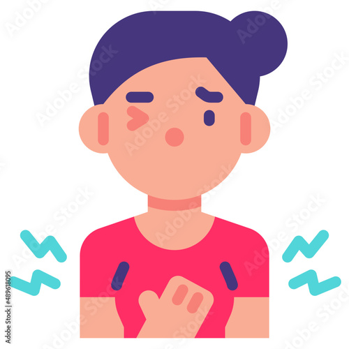 breast pain flat icon