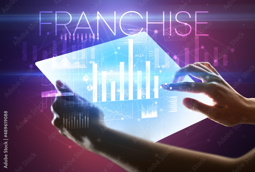 Hand holding futuristic, business concept Hand holding futuristic, business concept
