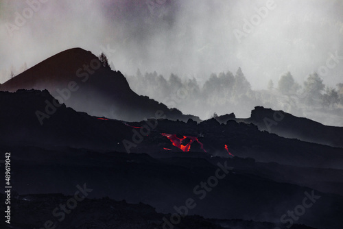 View of eruption of Cumbre Vieja Volcano. La Palma, Canary Islands, Spain. November, 2021 photo