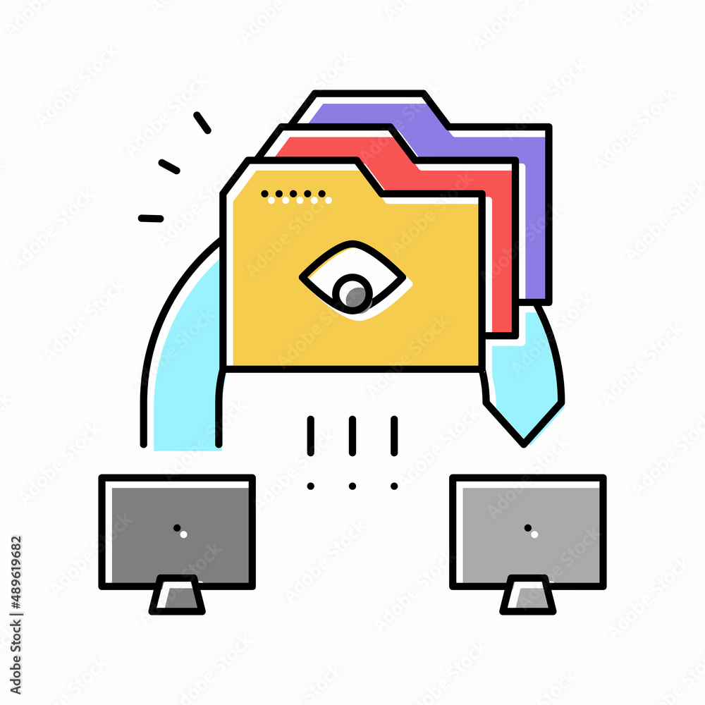eavesdropping attacks color icon vector illustration