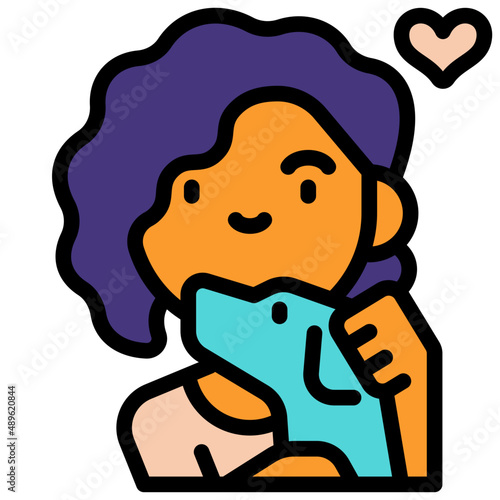 petting dog filled outline icon