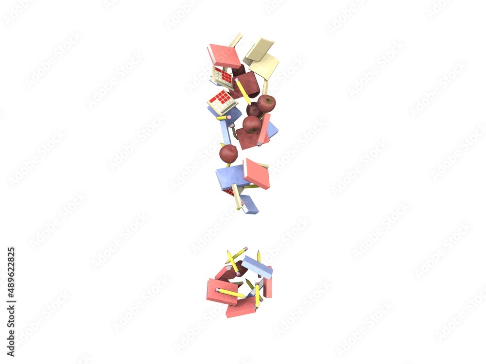 Fototapeta premium School Supplies Themed Font Exclamation Point