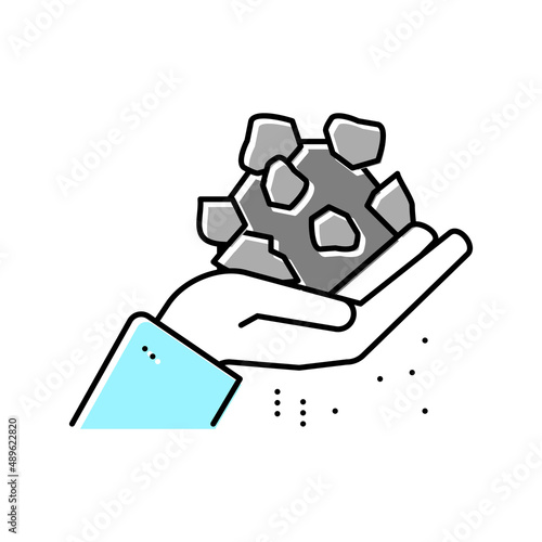 hand holding stone color icon vector illustration