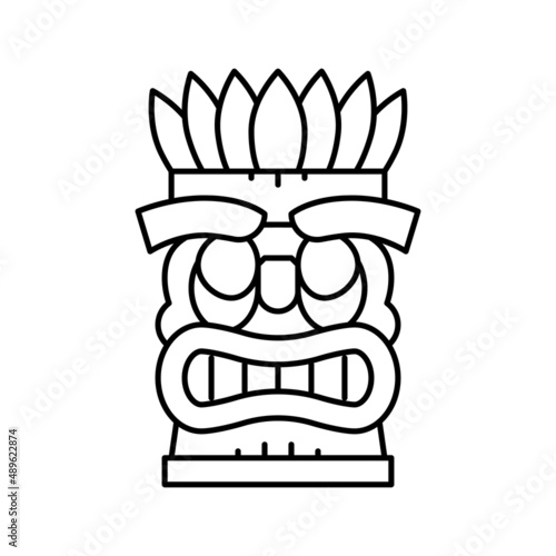 tiki mask line icon vector illustration