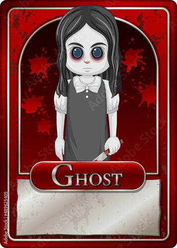 Ghost girl character game card template