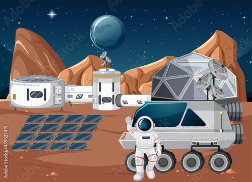 Astronaut at space station scene
