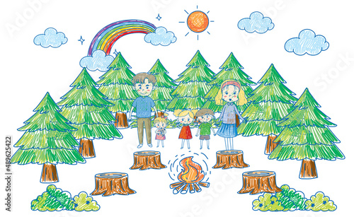 A doodle sketch design with colour