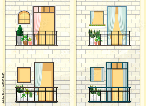 Apartment building balcony facade