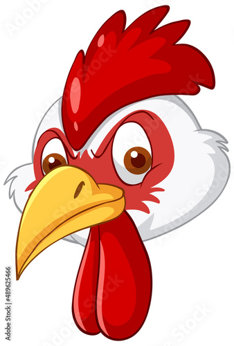A head of chicken in cartoon style