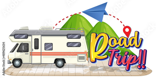 Summer travel vacation logo concept with motorhome