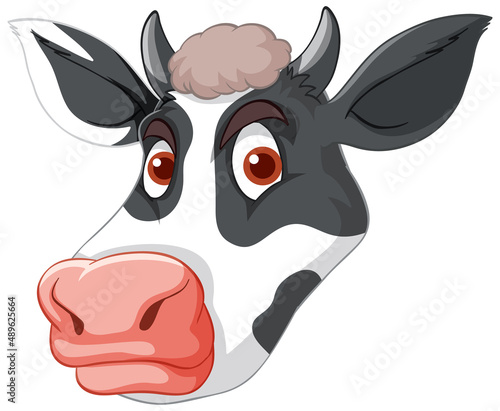 Head of milk cow in cartoon style