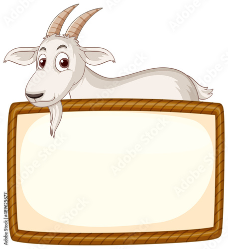 Isolated wooden banner with goat