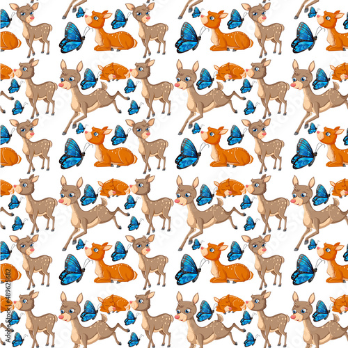 Funny deer on white background seamless
