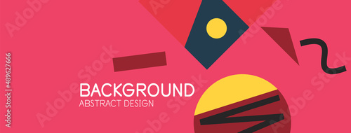 Abstract background. Blocks, lines, triangles, circles composition. Techno or business concept for wallpaper, banner, background, landing page