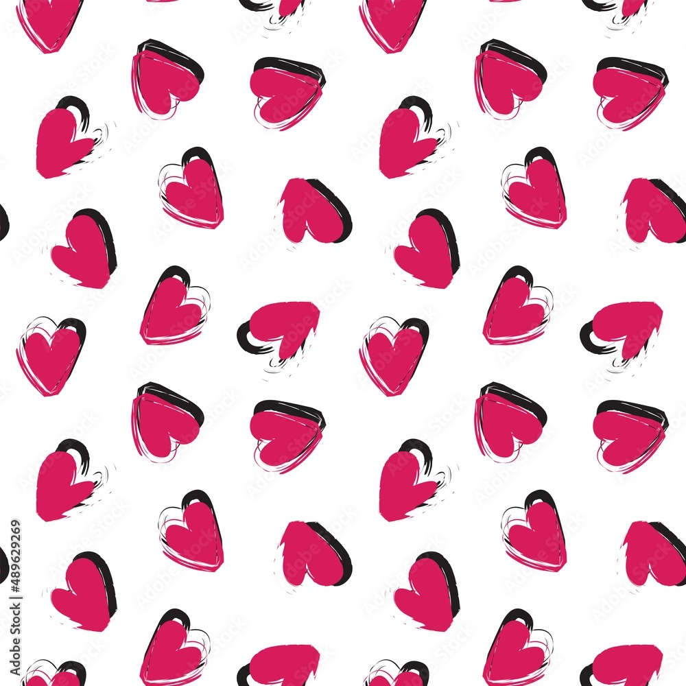 Heart shaped brush stroke seamless pattern design Heart shaped brush stroke seamless pattern design