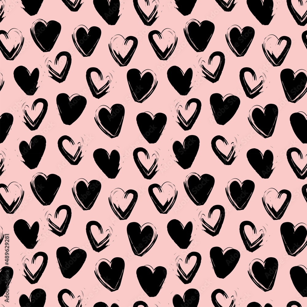 Heart shaped brush stroke seamless pattern design Heart shaped brush stroke seamless pattern design