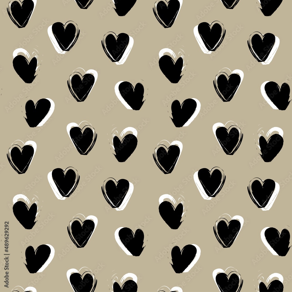 Heart shaped brush stroke seamless pattern design Heart shaped brush stroke seamless pattern design