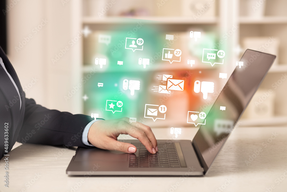 Young person surfing on social media network Young person surfing on social media network