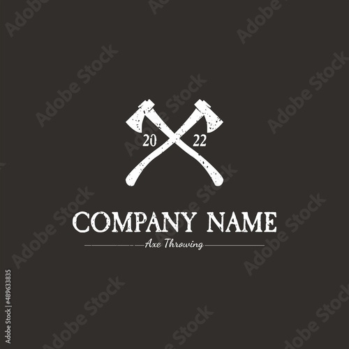 lumberjack axe cross logo vintage with grunge texture
