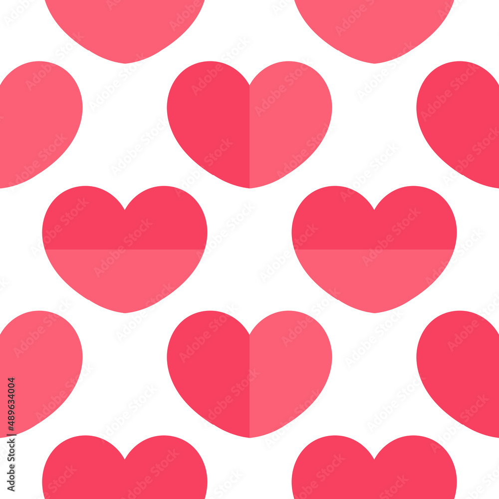 pink heart seamless pattern on white background