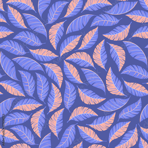 Purple-pink leaves. Abstract purple seamless pattern.