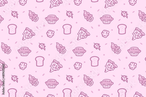 Hand drawn cute food seamless pattern design