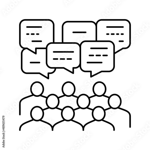 public discussion on forum line icon vector illustration
