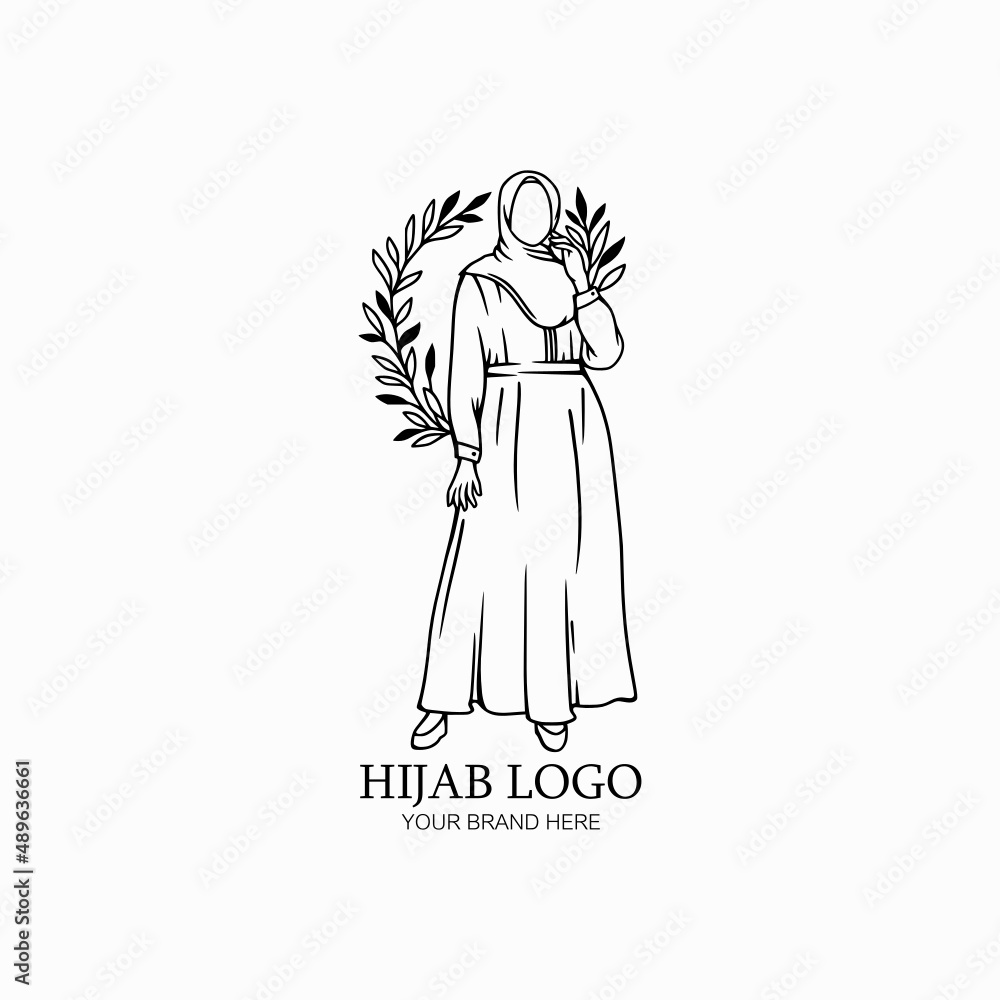 Hijab fashion logo, beauty hijab icon vector illustration